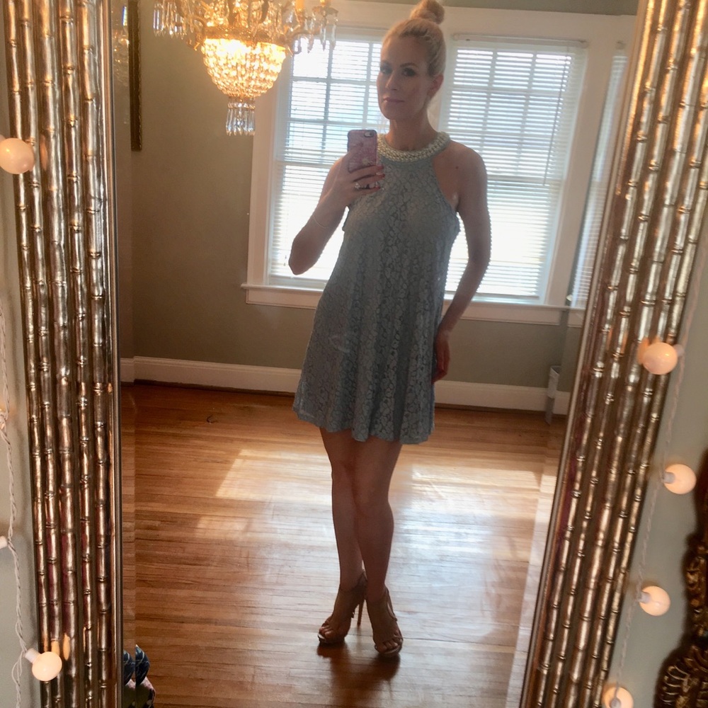 Altar’d State HP! Blue Lace Dress w pearl collar